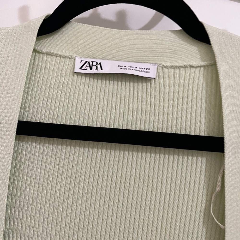 Zara Women's Light Cream/green Sweater cardigan - Picture 3 of 5